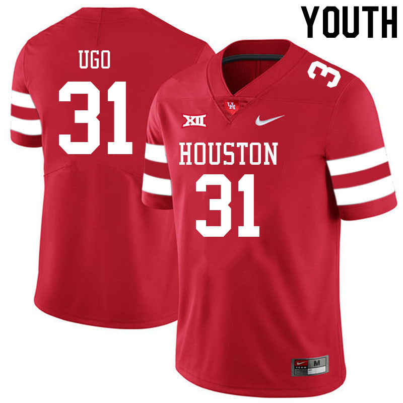 Youth #31 Justice Ugo Houston Cougars College Big 12 Conference Football Jerseys Sale-Red